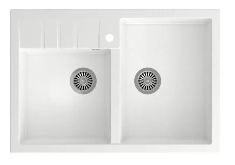Fregadero doble Quadri Minister blanco modelo country 90x62cm 1208956327
