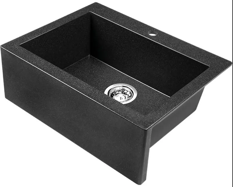 Fregadero de granito Aquadesign Farmhouse Antracita 58x49cm Instalación sobre encimera 1208956330