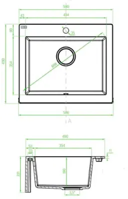 Aquadesign Farmhouse intermediate or inset granite sink white 58x49cm 1208956331