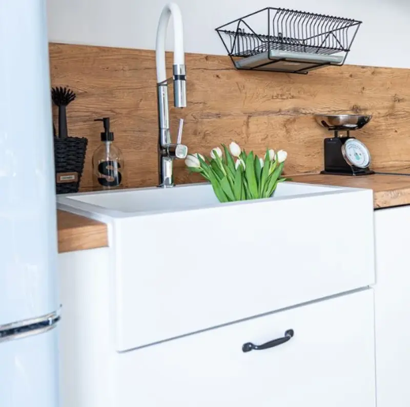 Fregadero Aquadesign Farmhouse Granito Blanco 58x49cm Montaje sobre encimera 1208956331