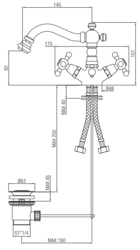 Grifo PB Classic para bidé Caño 145 mm Color Bronce