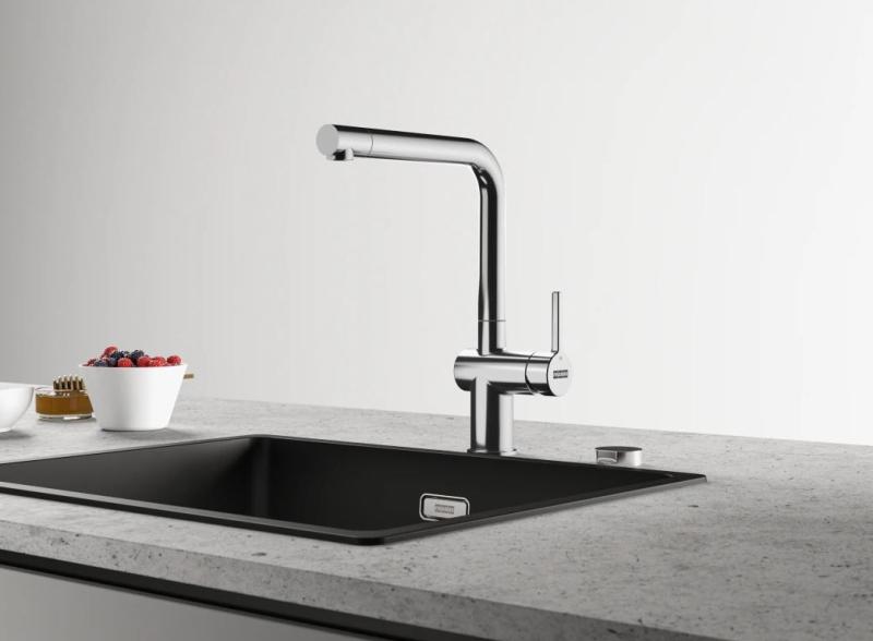 Grifo de cocina Franke Active L cromado con spray y caño giratorio 115.0653.298