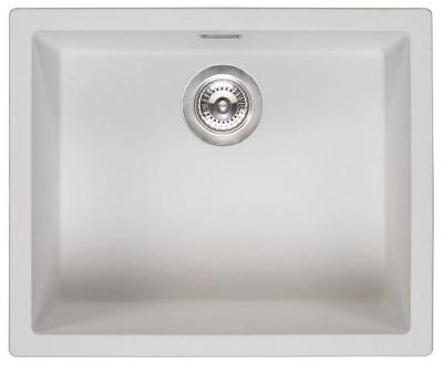 White sink 50x40cm undermount inset and flush-mounted with stainless steel plug 1208956397