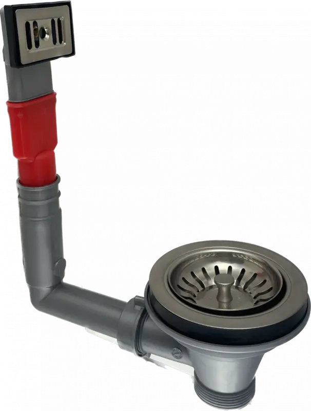 Juego de desagüe PB classic de acero inoxidable con rebosadero para fregadero de cocina y tapón de rejilla con cierre 1208956477