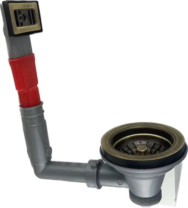 Juego de desagüe PB Classic Bronce con rebosadero para fregadero de cocina y tapón rejilla en color bronce con cierre 1208956478