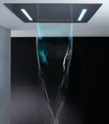 Ducha efecto lluvia SB Square 316 Velvet Temptation empotrada con cromoterapia LED y cascada de PVD satinado gris plomo 1208956746