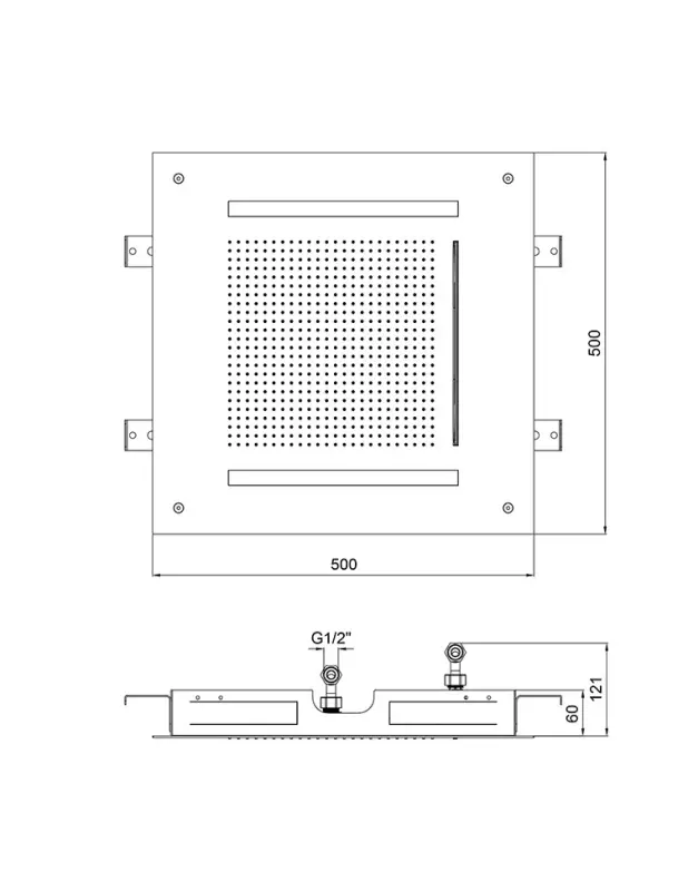 Ducha efecto lluvia SB Square 316 Velvet Temptation empotrada con cromoterapia LED y cascada de PVD satinado gris plomo 1208956746