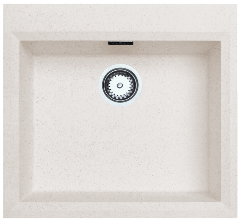 Fregadero sobre encimera crema arena 58x53cm con orificio para grifo de banco con tapón de acero inoxidable 1208956773