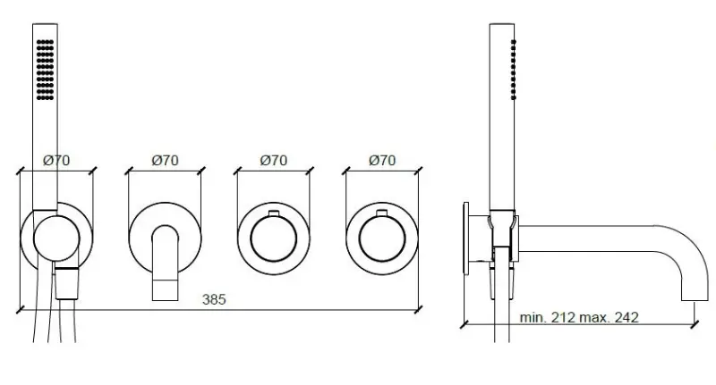 Mezclador termostático SB 316 AESTHETICS Round para bañera empotrado acero inoxidable 316  1208956820