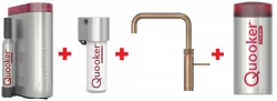 Grifo hervidor de agua Quooker Fusion Square Brass natural Combi+ & CUBE Agua caliente, fría, hirviendo, filtrada, fría y con gas 22+FSPTN+CUBE
