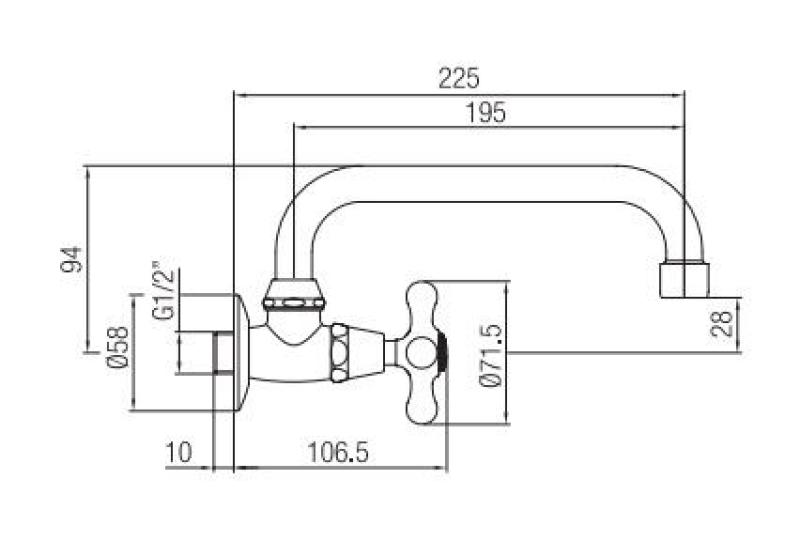 Grifo de lavabo PB Classic de pared con pomo de estrella agua fría y caño giratorio acero inoxidable 1208956898
