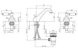 Grifo PB Classic de 3 orificios para lavabo bajo Palancas blancas Cromado 1208956906