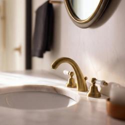 Grifo PB Classic Mezclador alto de 3 orificios para lavabo Palancas blancas Bronce 1208956910