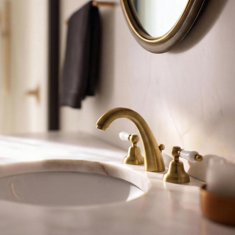 Grifo PB Classic Mezclador alto de 3 orificios para lavabo Palancas blancas Bronce 1208956910