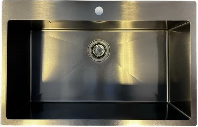 Ausmann Turt large gun metal sink PVD anthracite PVD 79x50mm with faucet hole undermount, flush mount and top mount 1208956940