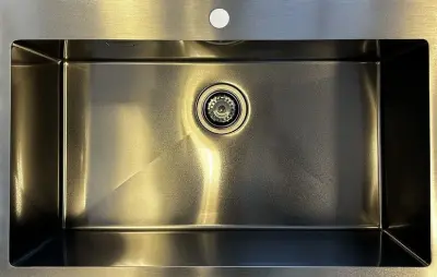 Ausmann Turt large gun metal sink PVD anthracite PVD 79x50mm with faucet hole undermount, flush mount and top mount 1208956940