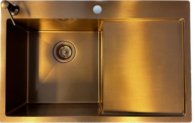 Ausmann Turt copper sink with drainer right 780x500mm inset and flush-mounted 1208956943