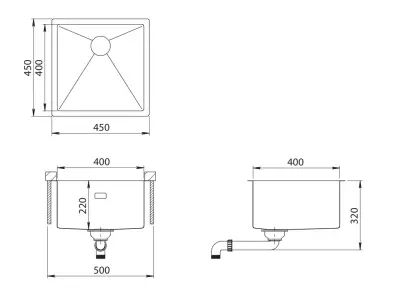 Ausmann Turt gun metal sink PVD NANO 40x40 undermount flush-mounted or inset 1208956946