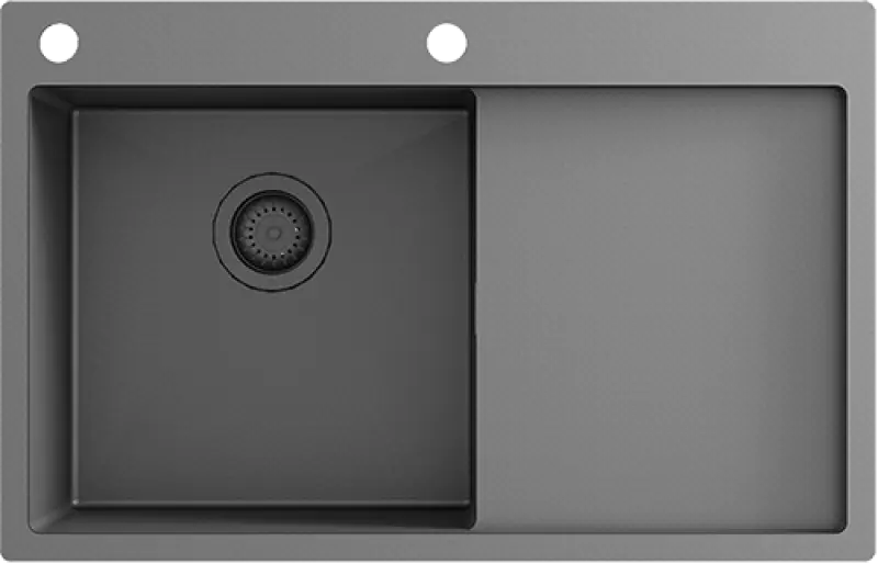 Fregadero Ausmann Turt gris plomo con escurridor derecho 780x500mm para montaje sobre encimera y enrasado 1208956953