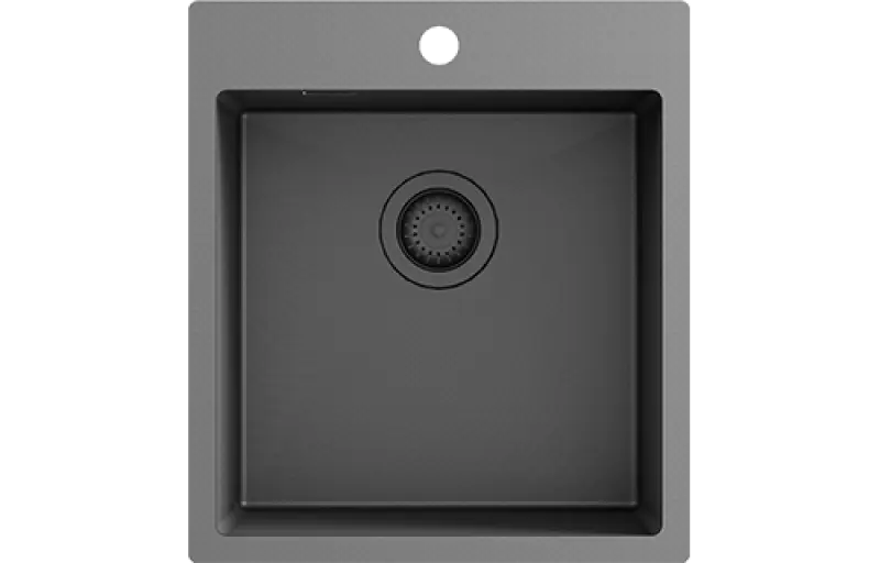 Fregadero Ausmann Turt gris plomo 450x505mm con agujero para grifo para montaje bajo encimera, sobre encimera y enrasado 1208956960