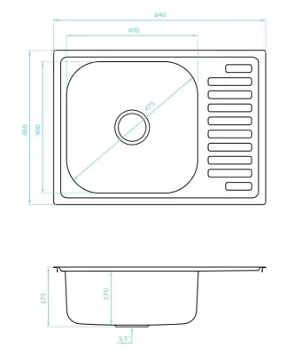 Ausmann Basic stainless steel inset sink with drainer reversible 64x48 cm including siphon 1208956968