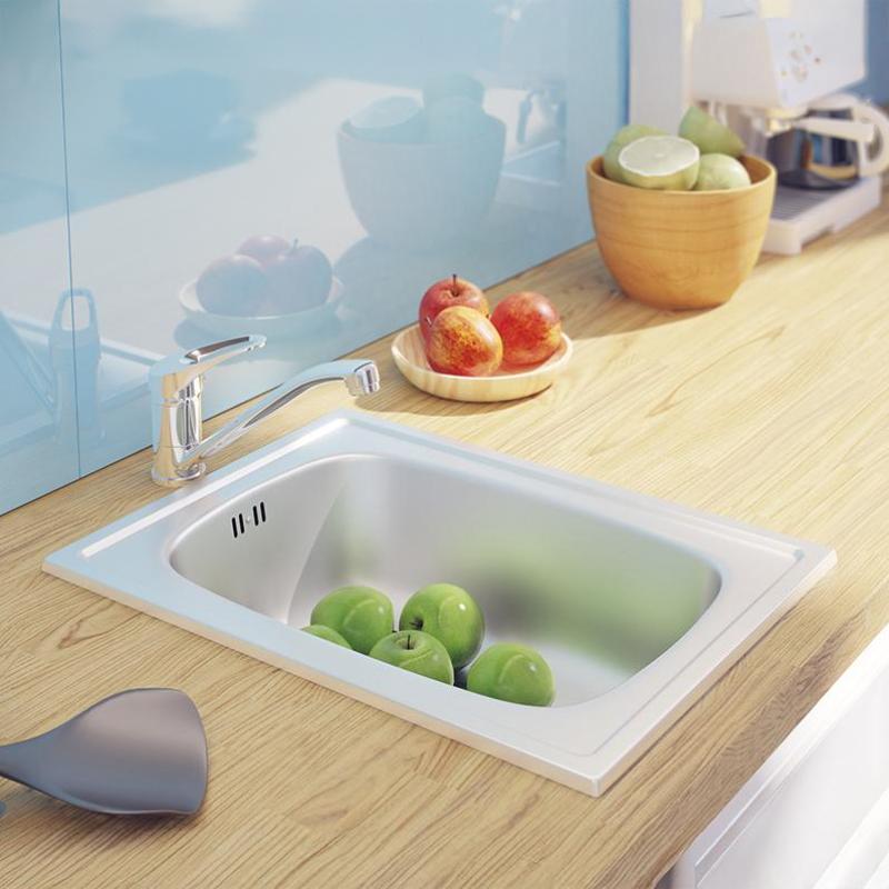 Fregadero Ausmann Basic pequeño para montaje sobre encimera de acero inoxidable 35x48 cm con sifón 1208956971