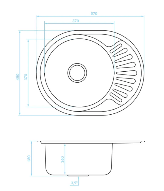 Fregadero de superficie Ausmann Basic para montaje sobre encimera de acero inoxidable con escurridor reversible 57x45 cm incluido sifón 1208956973