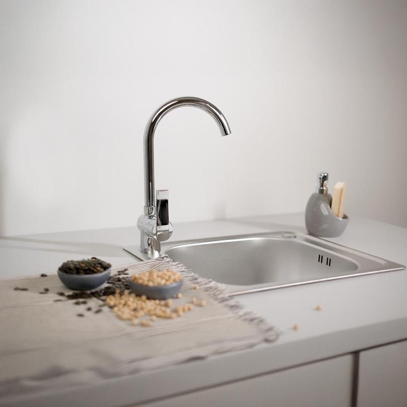 Fregadero para montaje sobre encimera Ausmann Basic motivo lino acero inoxidable 50x40 cm incluido sifón 1208956977