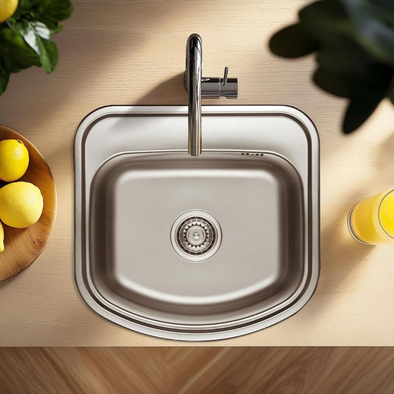 Fregadero para montaje sobre encimera Ausmann Basic de acero inoxidable 49x47 cm con orificio para grifo de banco incluido sifón 1208956997