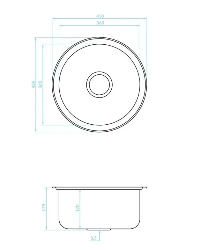Fregadero redondo para montaje sobre encimera de acero inoxidable Ausmann Basic de 43 cm con sifón 1208956999