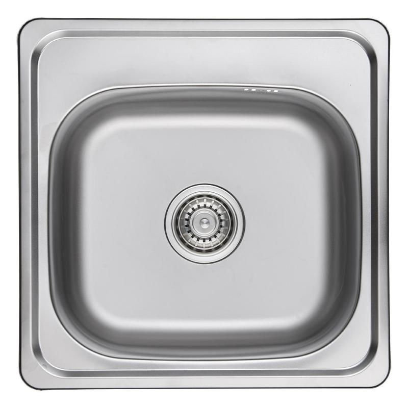 Fregadero para montaje sobre encimera Ausmann Basic de acero inoxidable 48x48 cm con banco para grifería incluido sifón 1208957000