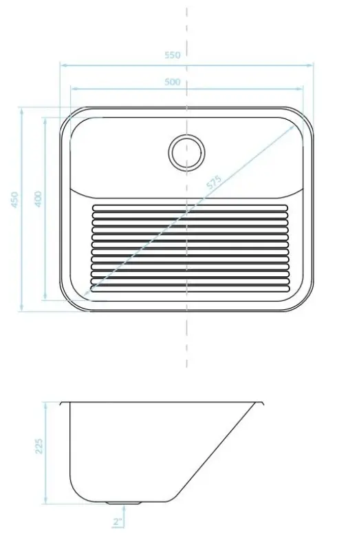 Aquadesign Utility Fregadero con desagüe 55 x 45 cm para el lavadero o el garaje, con soportes incluidos 1208957003