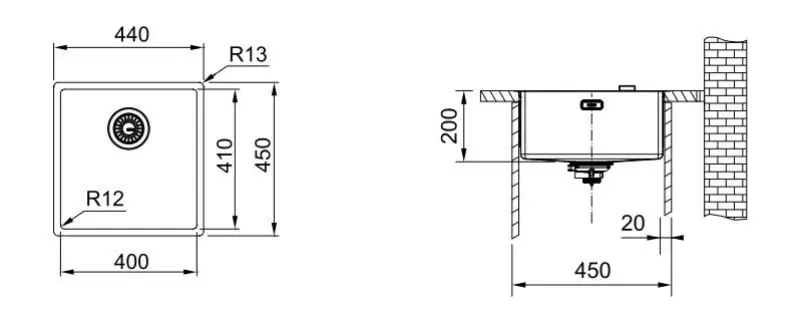 Franke Mythos Masterpiece BXM 210.40 PVD Oro Fregadero 400x410mm Montaje a ras y Bajo encimera 127.0674.582