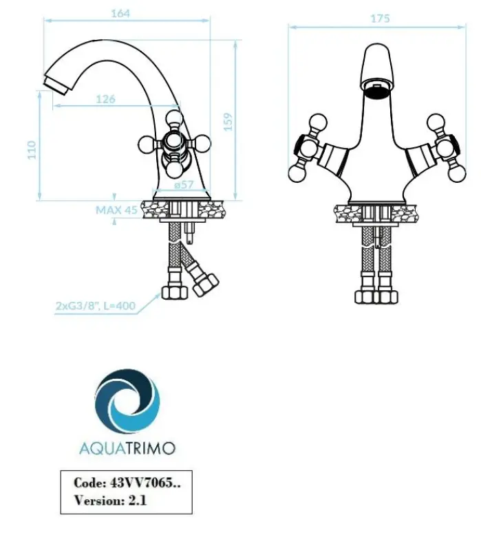 Grifo AquaTrimo Vivaldi cromado clásico con tapón 43VV7065CM