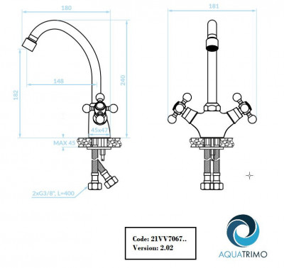 AquaTrimo Vivaldi nostalgic kitchen tap bronze 21VV7067BN