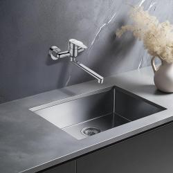 Grifo monomando de pared para cocina AquaTrimo Schubert cromado 21ST7076CM