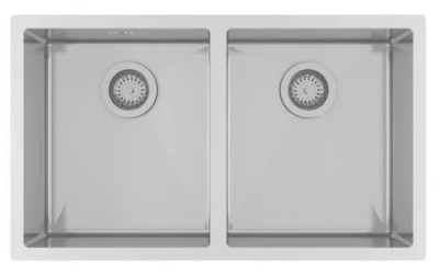 Ausmann Oder double stainless steel sink 76x45cm with 2 bowls 34x40 flush-mounted undermount and inset extra deep 22cm 1208957116