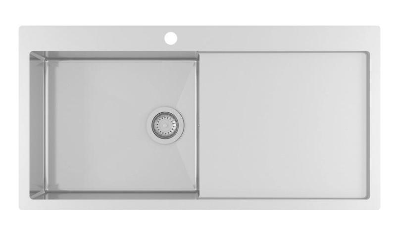 Fregadero grande Ausmann Oder Blue de acero inoxidable 100x51cm enrasado y sobre encimera con escurridor 1208957124