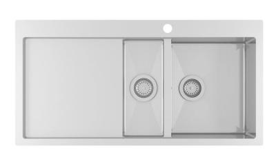 Ausmann Oder Blue 1.5 stainless steel sink 100x51cm flush-mounted and inset with drainer 1208957127