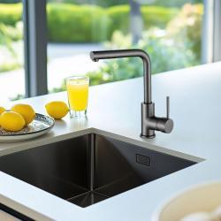 Grifo de cocina Ausmann Lavea antracita PVD gris plomo con caño giratorio 1208957134