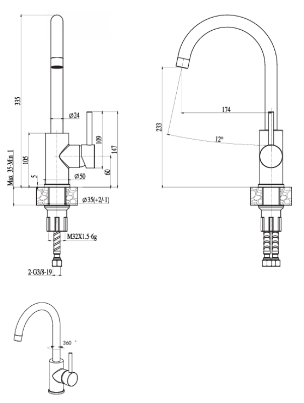 Grifo mezclador de cocina Ausmann Petra con caño giratorio cromado completamente metálico 1208957156