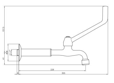 PB Clinic wall washbasin tap cold water with long lever chrome long model 1208957199