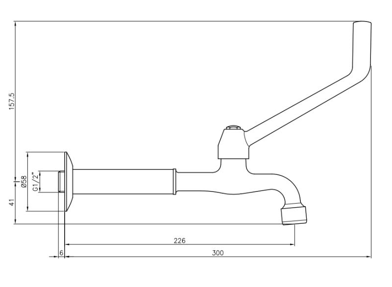Grifo PB Clinic para discapacitados de pared de agua fría con palanca larga cromado 1208957199