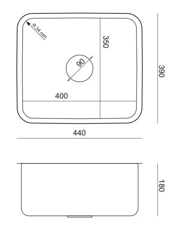 Fregadero Aquadesign Oxford cobre PVD acero inoxidable 40x35cm bajo encimera 1208957202
