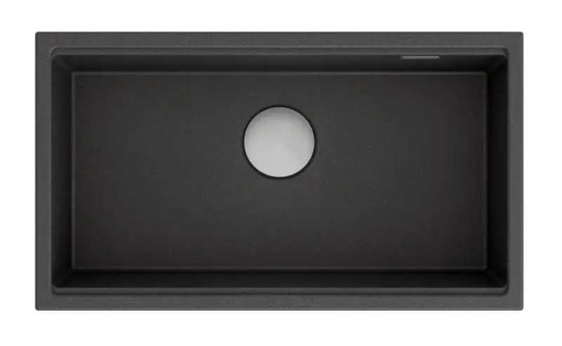 Fregadero grande y profundo Quadri Newport  de granito y fregadero sobre encimera y bajo encimera antracita 760x435 mm 1208957219
