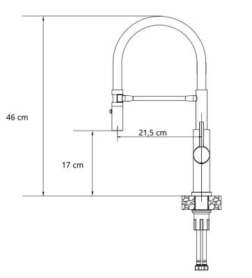 Quadri Chester kitchen mixer with flexible spout and shower with 2 spray types matt black 1208957225