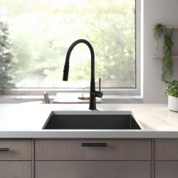Grifo monomando de cocina Quadri Preston negro mate con caño flexible negro de 2 posiciones 1208957227