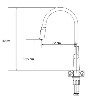 Quadri Preston kitchen mixer tap matt black with 2 positions flexible black spout 1208957227
