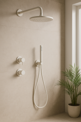 Conjunto de ducha Waterevolution Flow empotrado blanco mate con termostato efecto lluvia y teleducha 1208957344