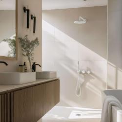 Juego de ducha empotrado Waterevolution Flow en blanco mate con termostato, ducha de lluvia y ducha de mano 1208957344